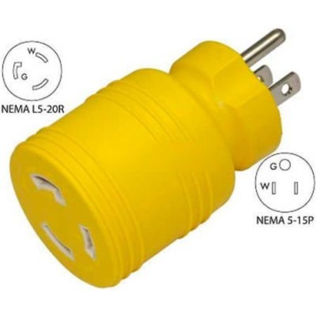 CONNTEK Conntek 30221-YW, 15 to 20-Amp Locking Adapter with NEMA 5-15P to L5-20R, Yellow 30221-YW